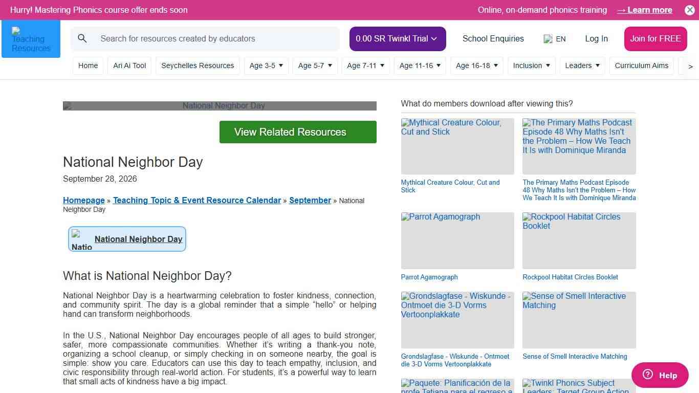 National Neighbor Day 2026 Event Information Twinkl USA