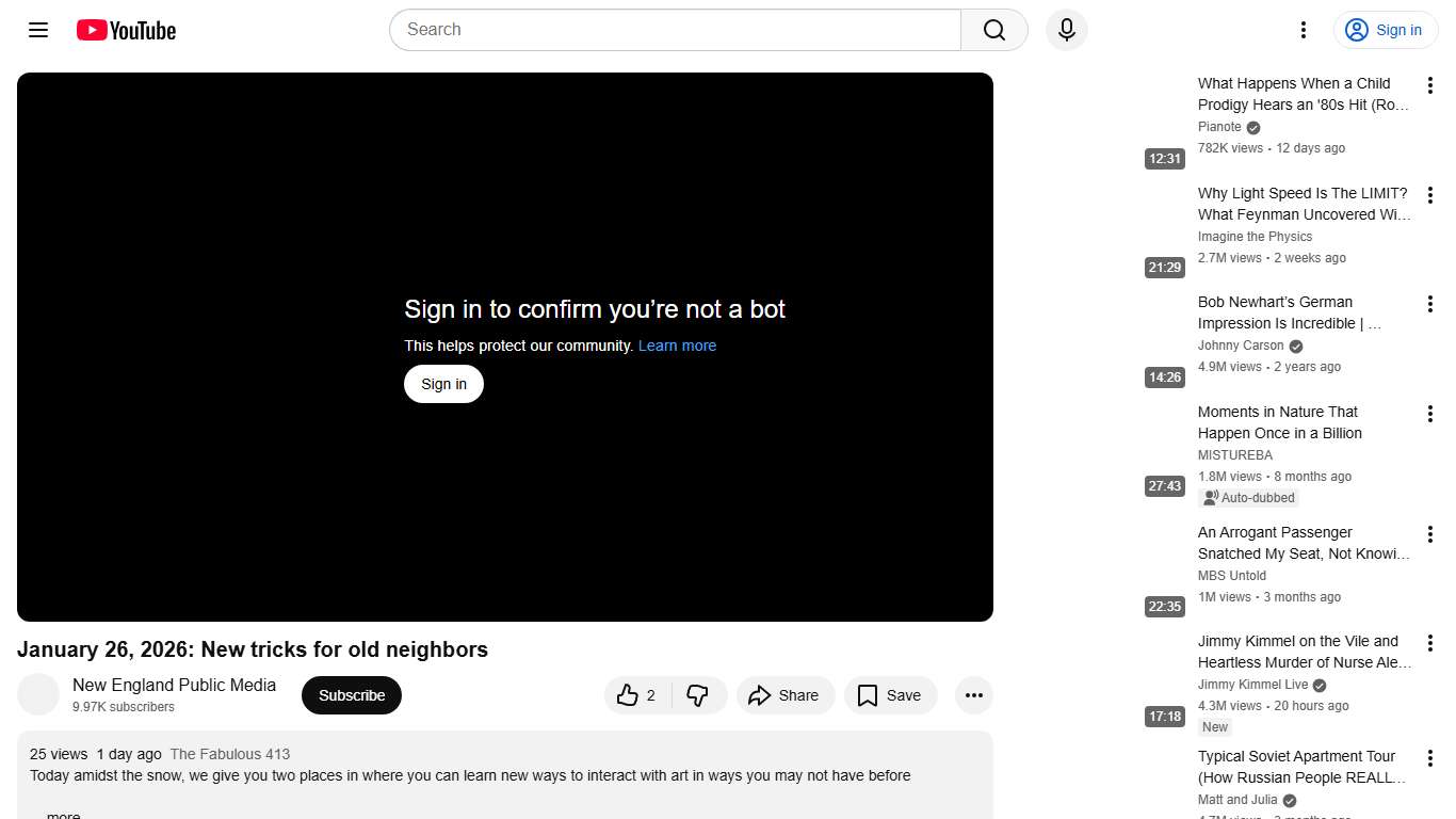 January 26, 2026: New tricks for old neighbors - YouTube