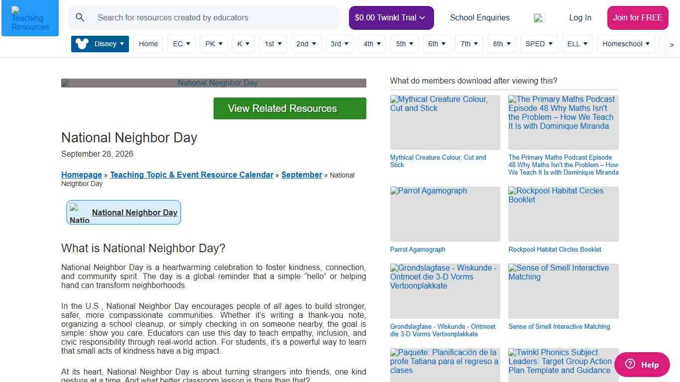 National Neighbor Day 2026 Event Information Twinkl USA